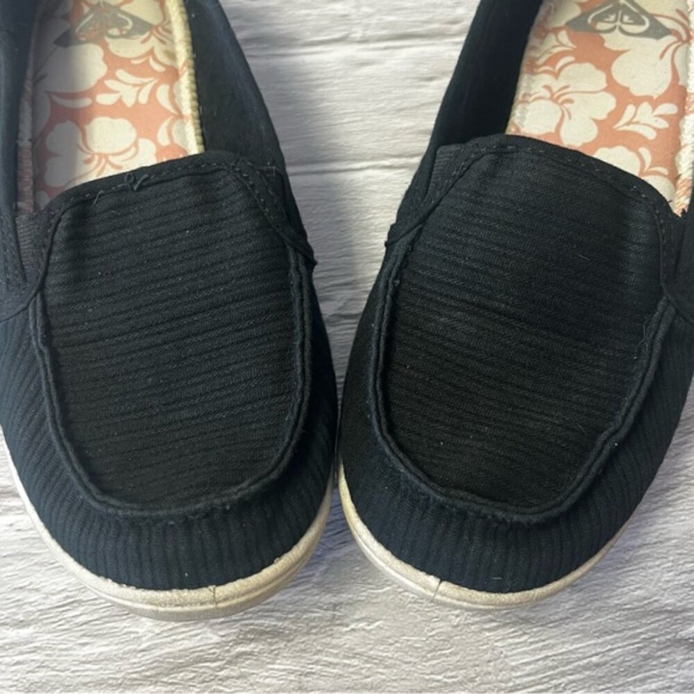 Roxy Minnow VII Black Canvas Slip On Boat Shoes - Picture 4 of 11